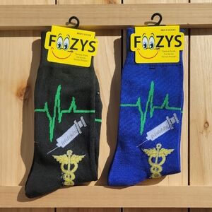 NWT Foozy's Men's Medical Themed Socks - Black and Blue